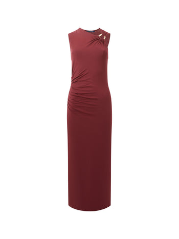 Sia Jersey Asymmetric Neck Midi Dress