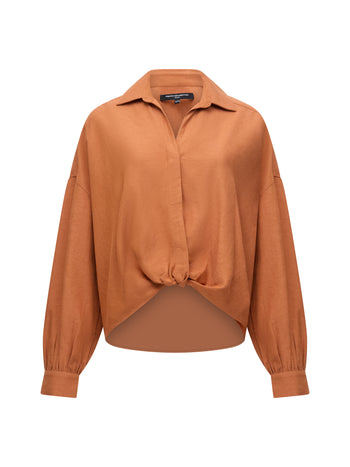 Ariette Linen Blend Long Sleeve Tuck Shirt
