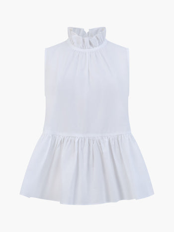 High Neck Sleeveless Poplin Top