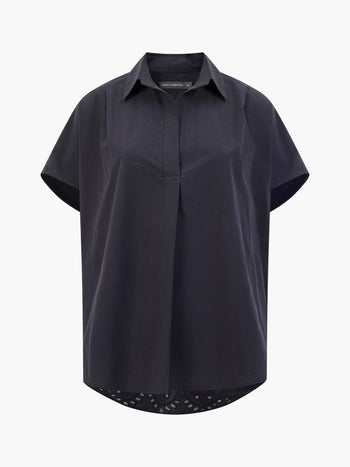 Broderie Back Short Sleeve Popover Shirt