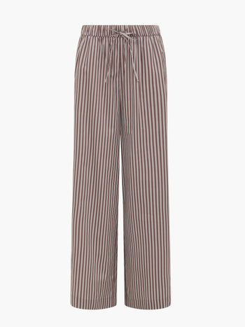 Alexis Cotton Brown Striped Wide Leg Trousers