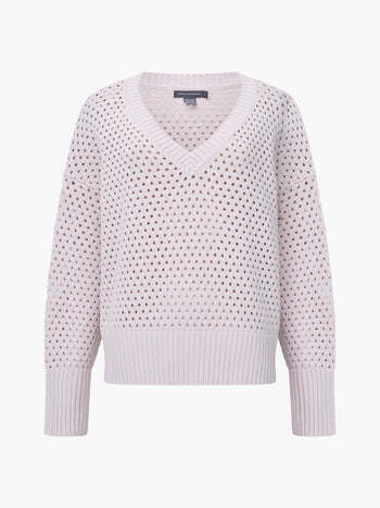 Crochet Knit V Neck Sweater