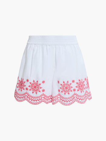 Alissa Cotton Embroidered Hem Shorts