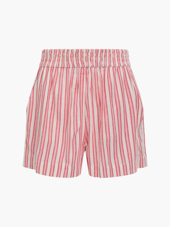 Cheryl Linen Blend Striped Pink Shorts