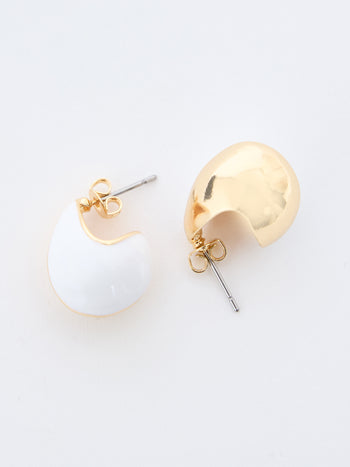 Small Two Tone Teardrop Earrings