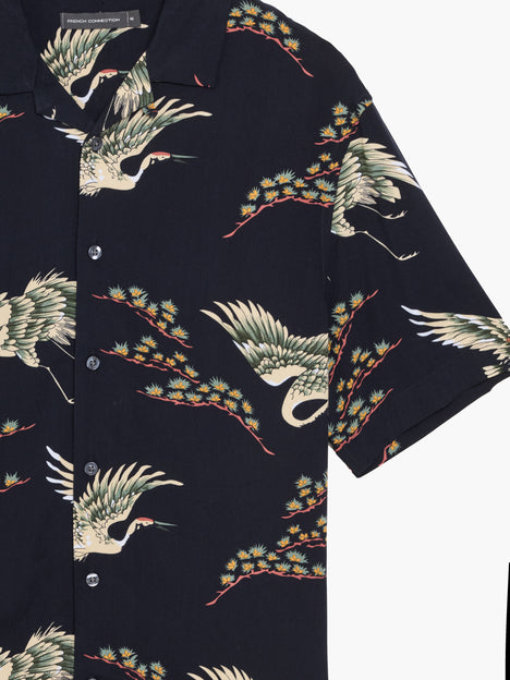 Bird Viscose Revere Short Sleeve Shirt