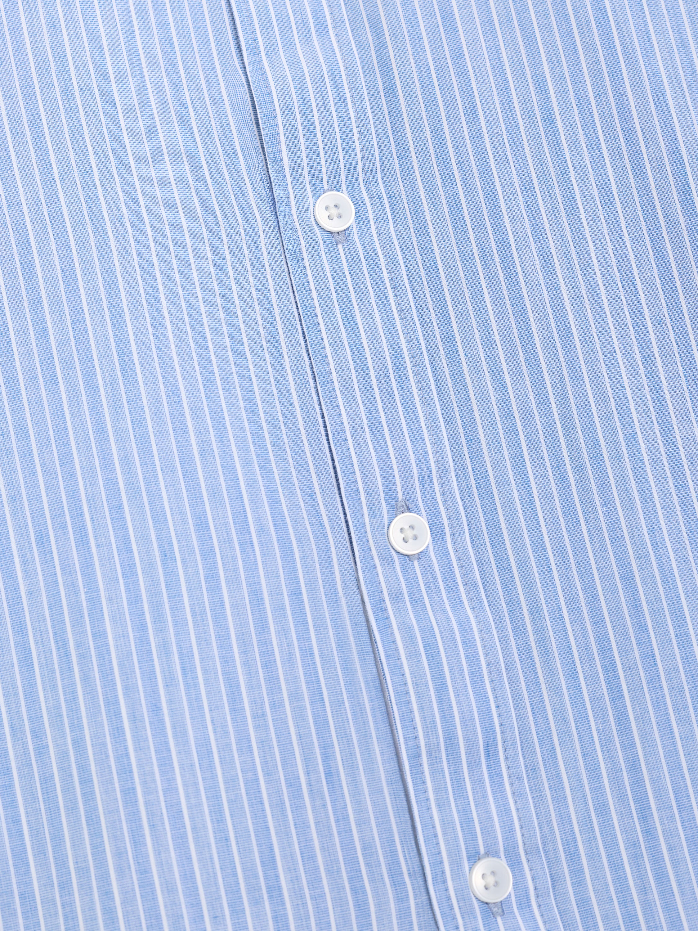 Long Sleeve Cotton Blue Striped Button-Through Shirt