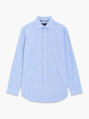 Long Sleeve Cotton Blue Striped Button-Through Shirt