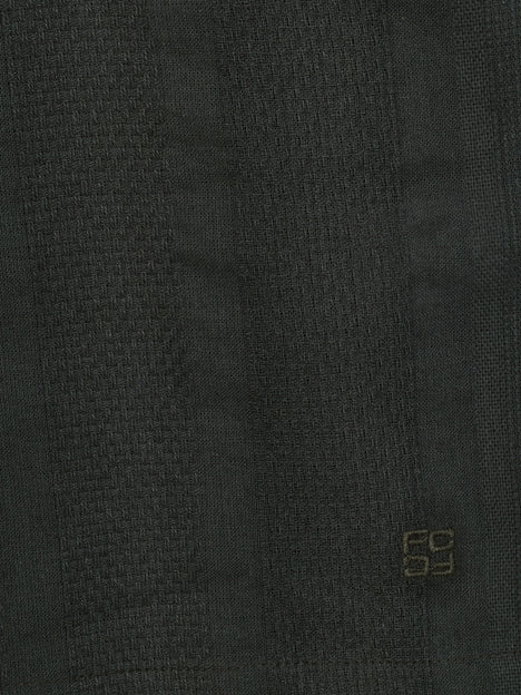 Short Sleeve Textured Stripe Khaki Green Holiday Shirt