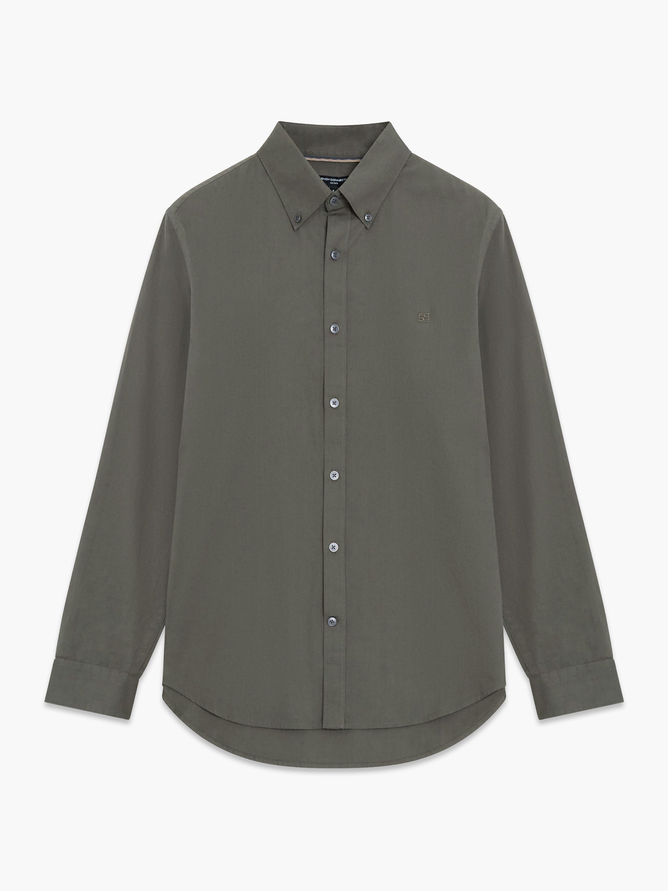 Long Sleeve Twill Khaki Green Oxford Shirt