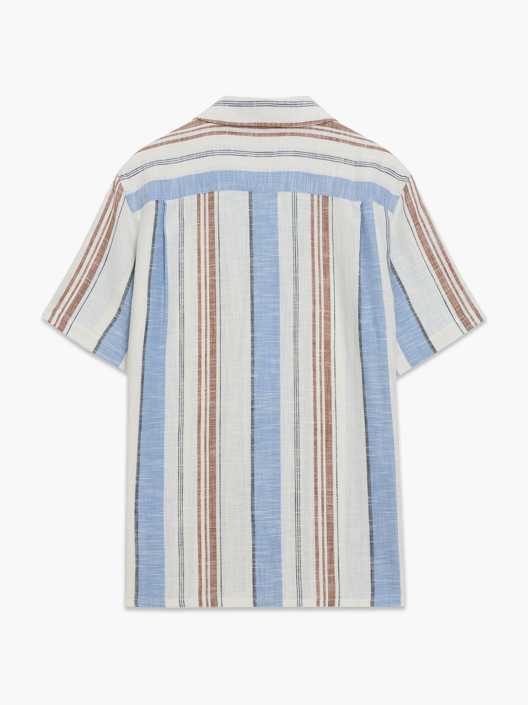 Short Sleeve Multi Stripe Revere Collar Shirt
