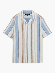 Short Sleeve Multi Stripe Revere Collar Shirt