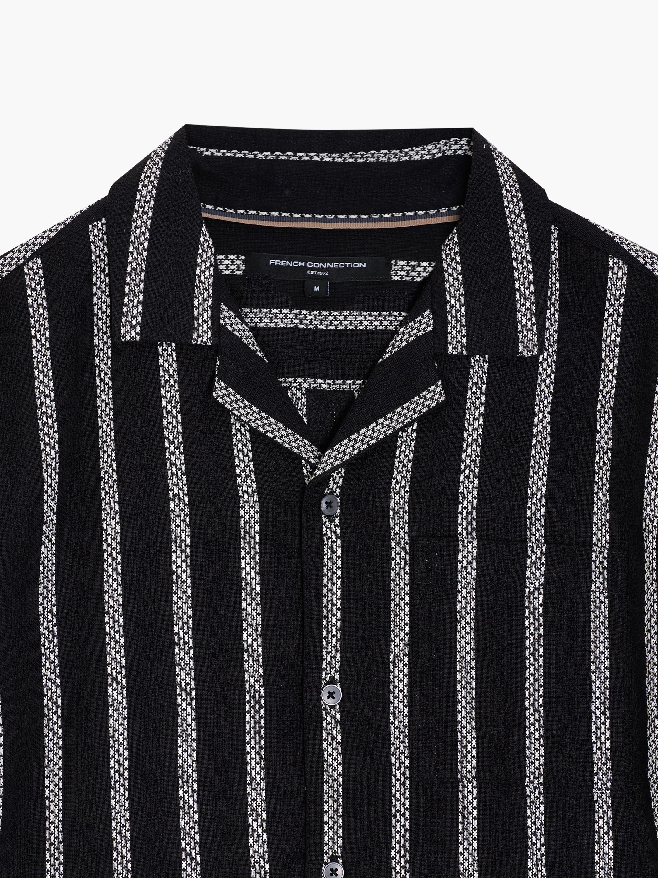 Short Sleeve Black and White Striped Holiday Shirt