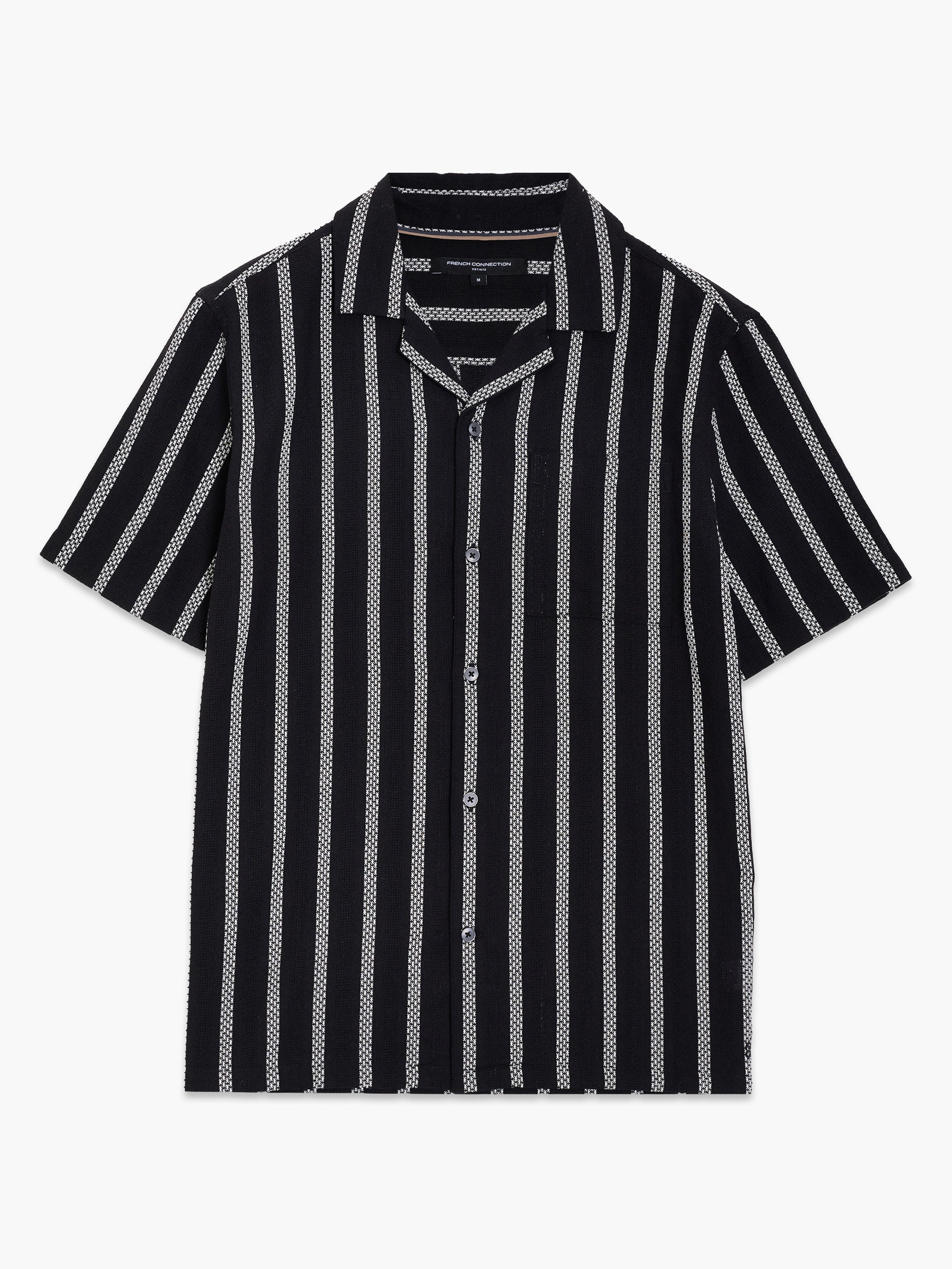 Short Sleeve Black and White Striped Holiday Shirt