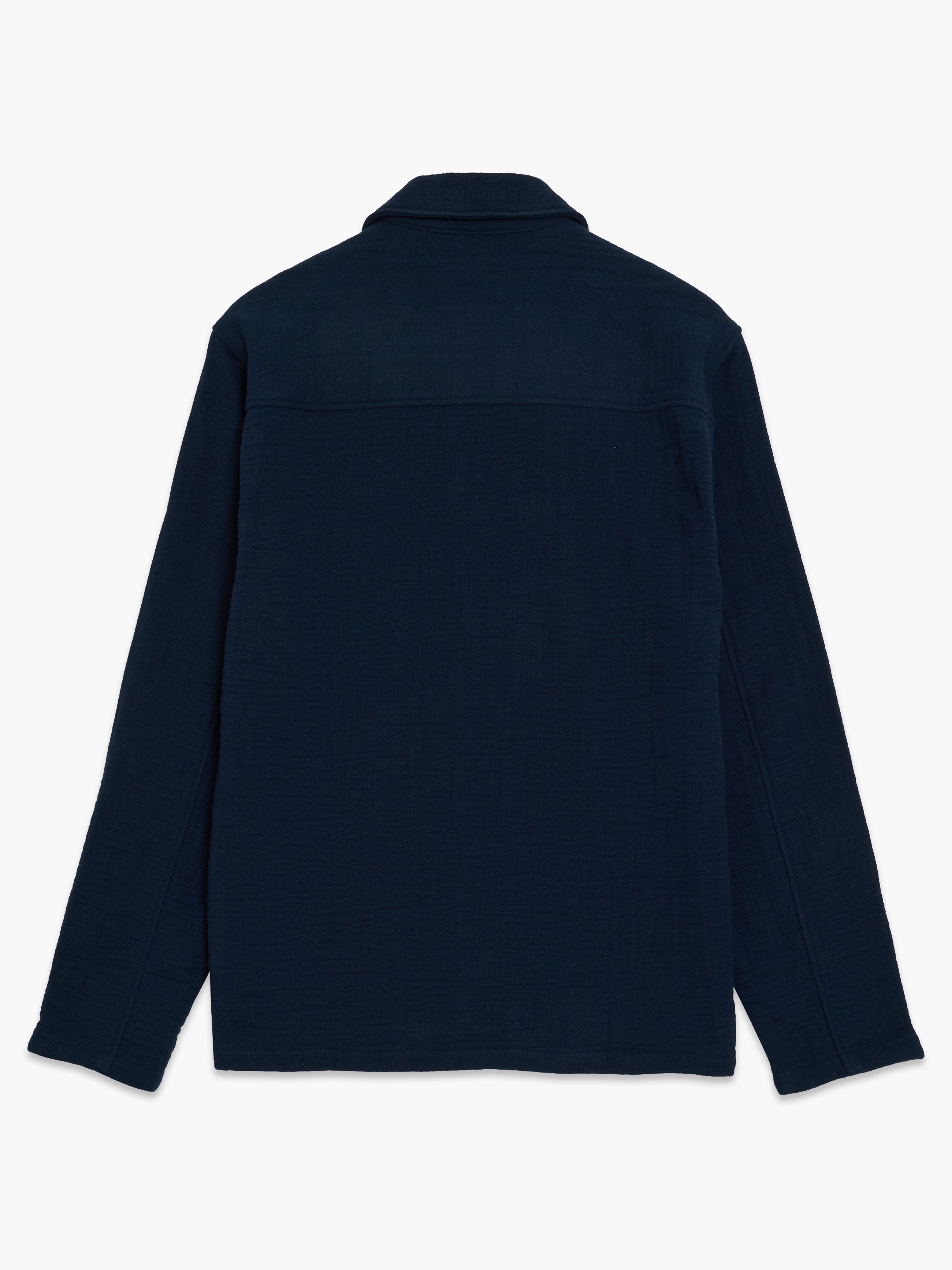Long Sleeve Stripe Textured Canvas Navy Shirt