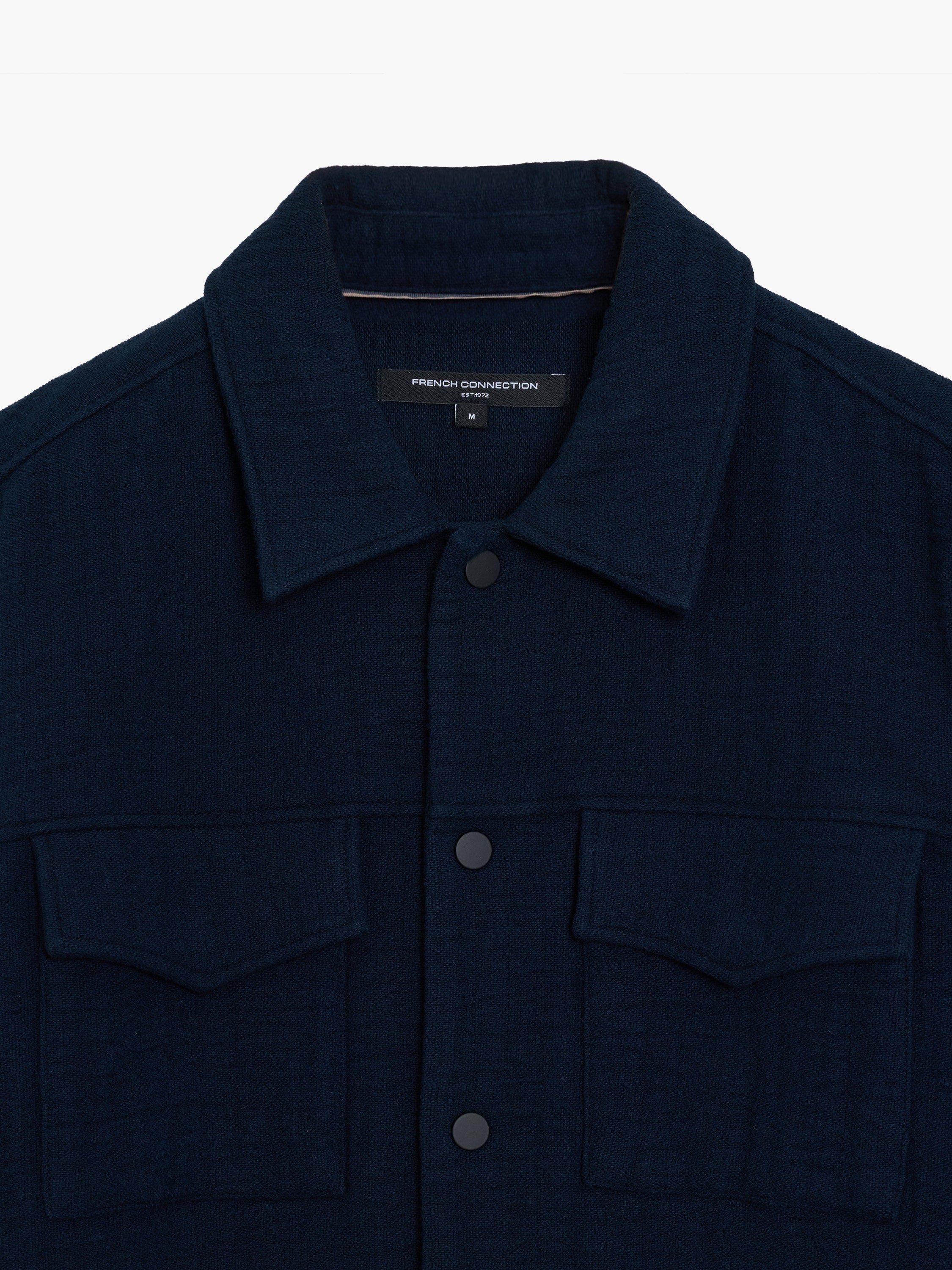 Long Sleeve Stripe Textured Canvas Navy Shirt