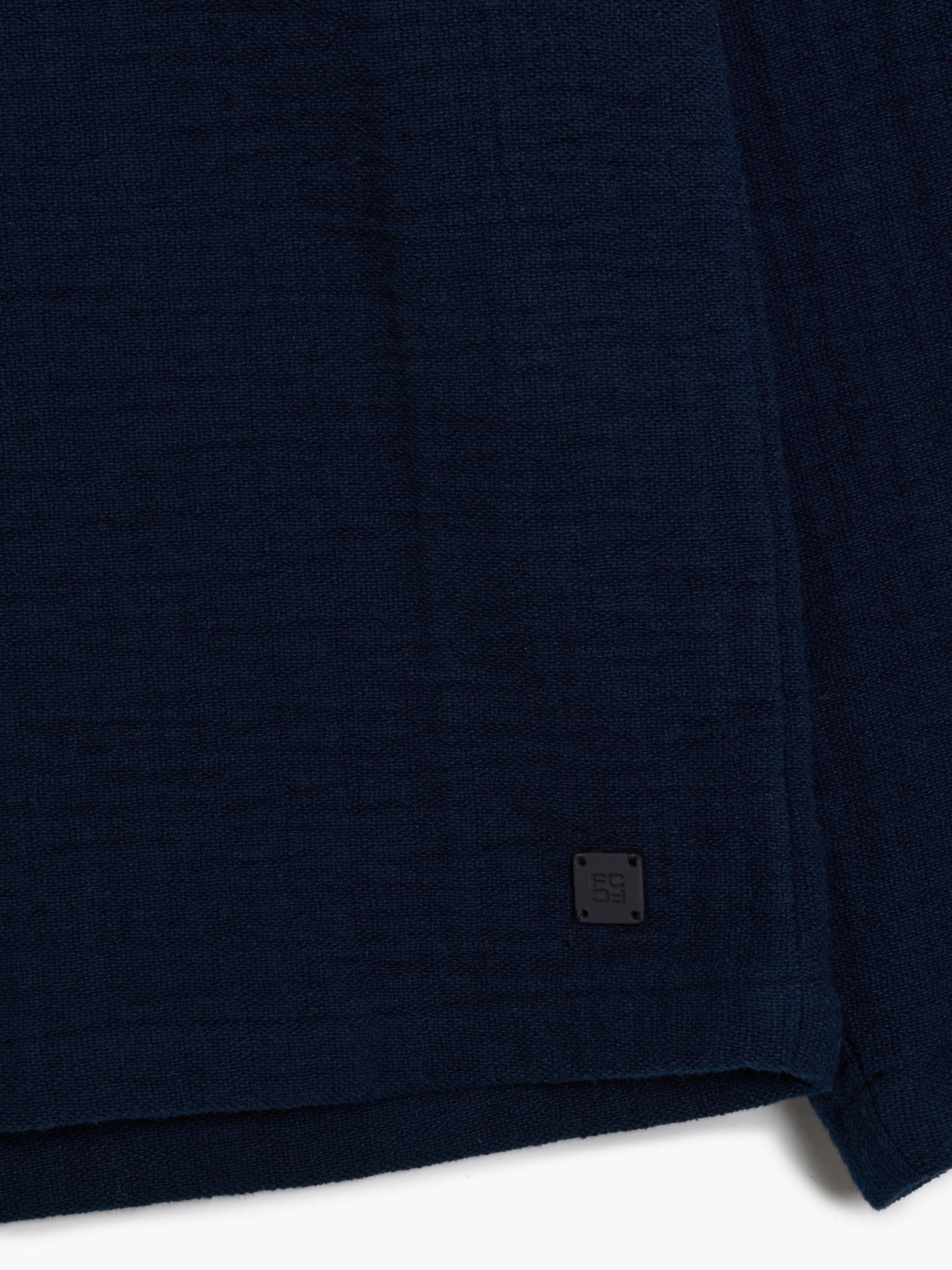 Long Sleeve Stripe Textured Canvas Navy Shirt