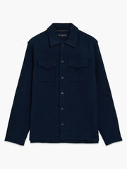 Long Sleeve Stripe Textured Canvas Navy Shirt