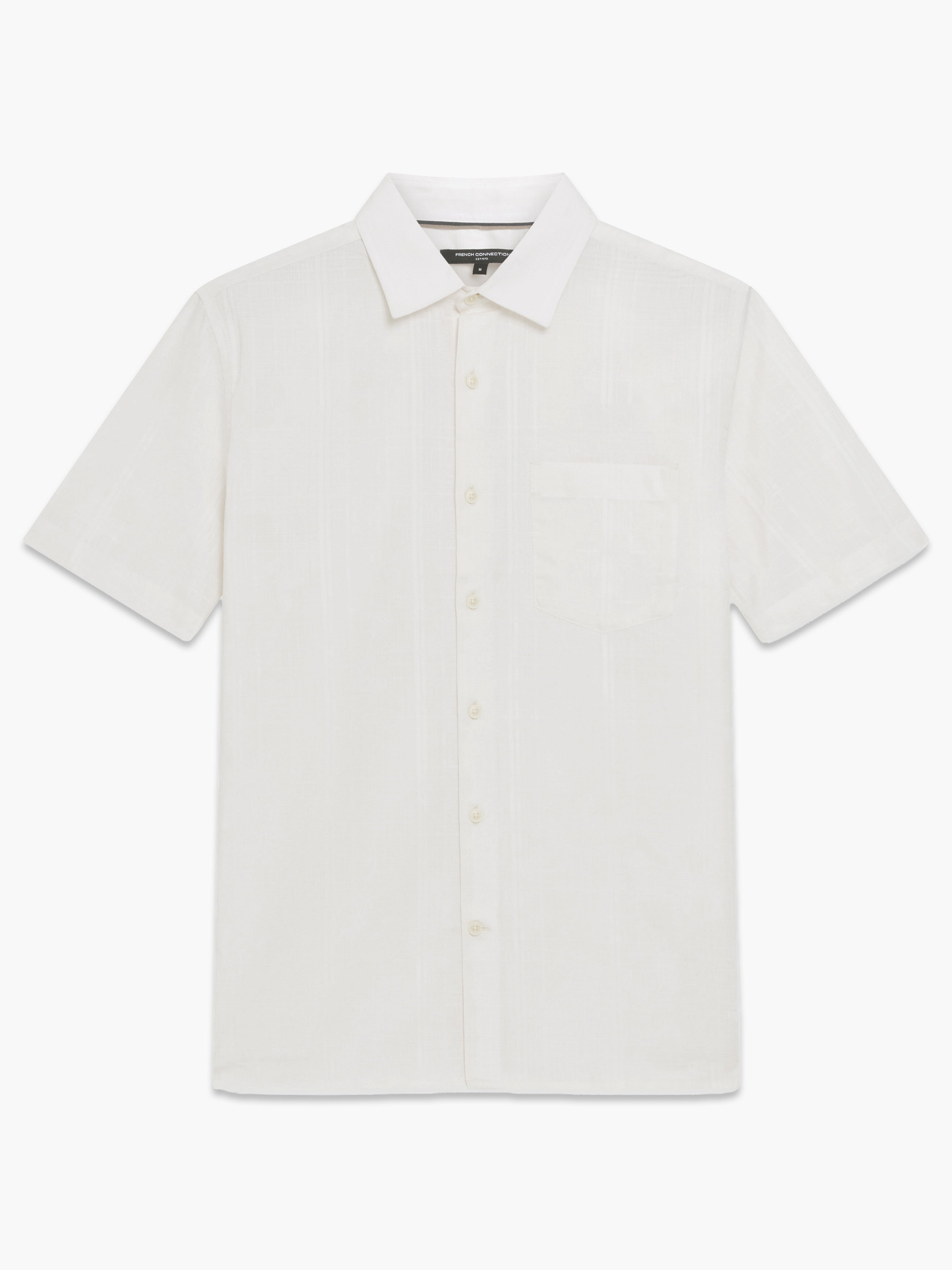 Short Sleeve Dobby Woven Check Cream Shirt