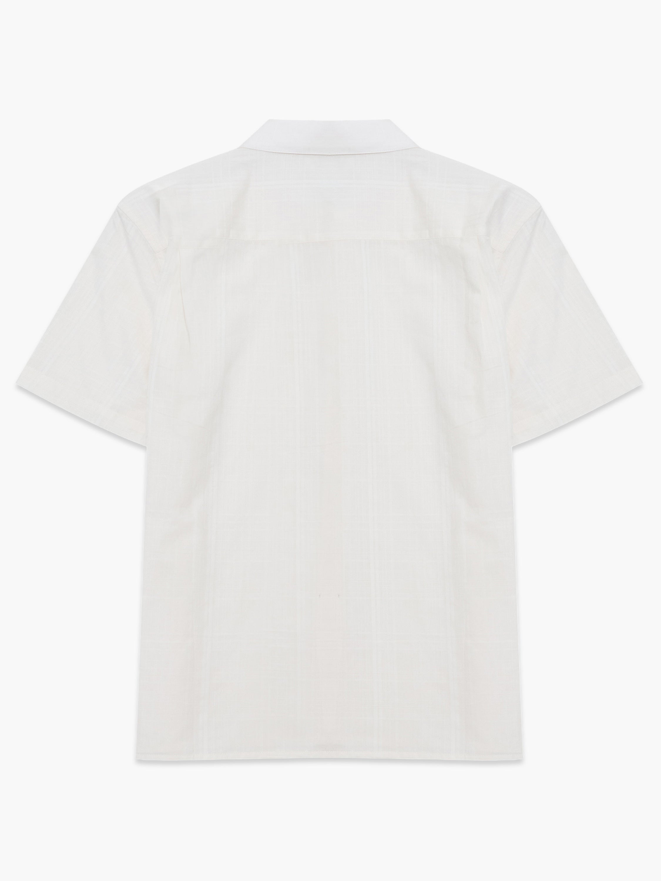 Short Sleeve Dobby Woven Check Cream Shirt
