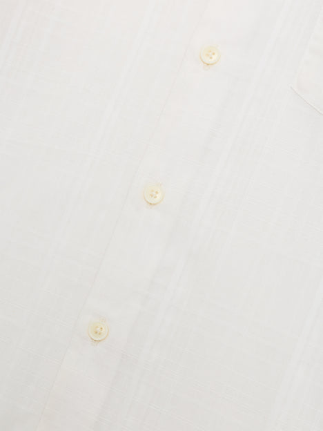 Short Sleeve Dobby Woven Check Cream Shirt