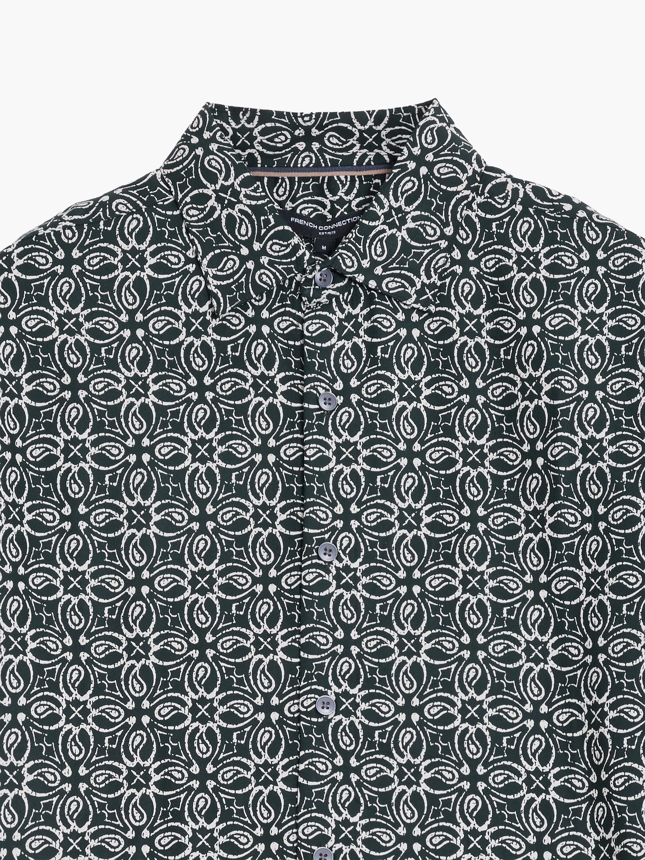 Short Sleeve Floral Print Navy Shirt