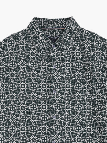 Short Sleeve Floral Print Navy Shirt