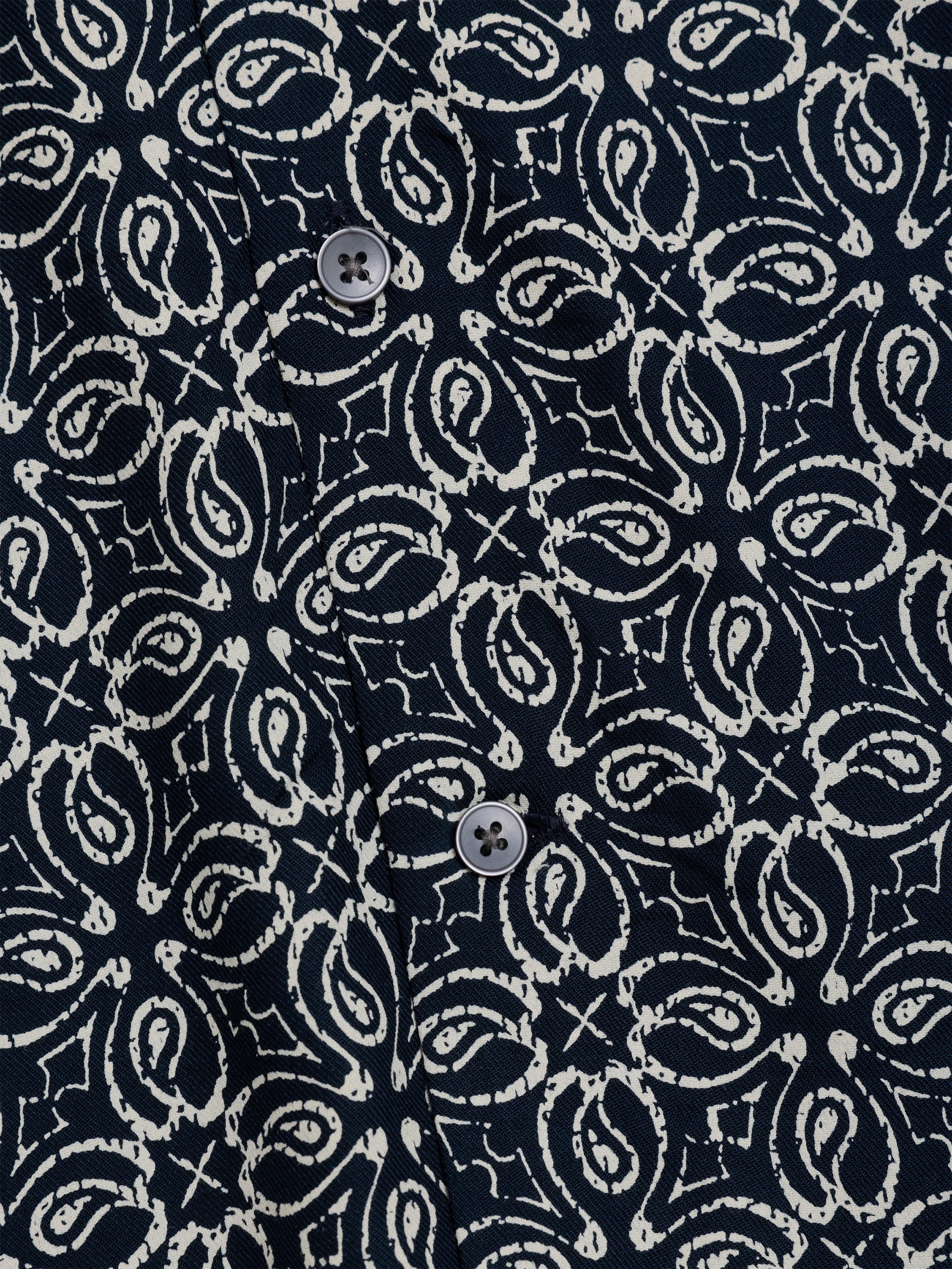 Short Sleeve Floral Print Navy Shirt