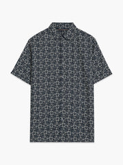 Short Sleeve Floral Print Navy Shirt