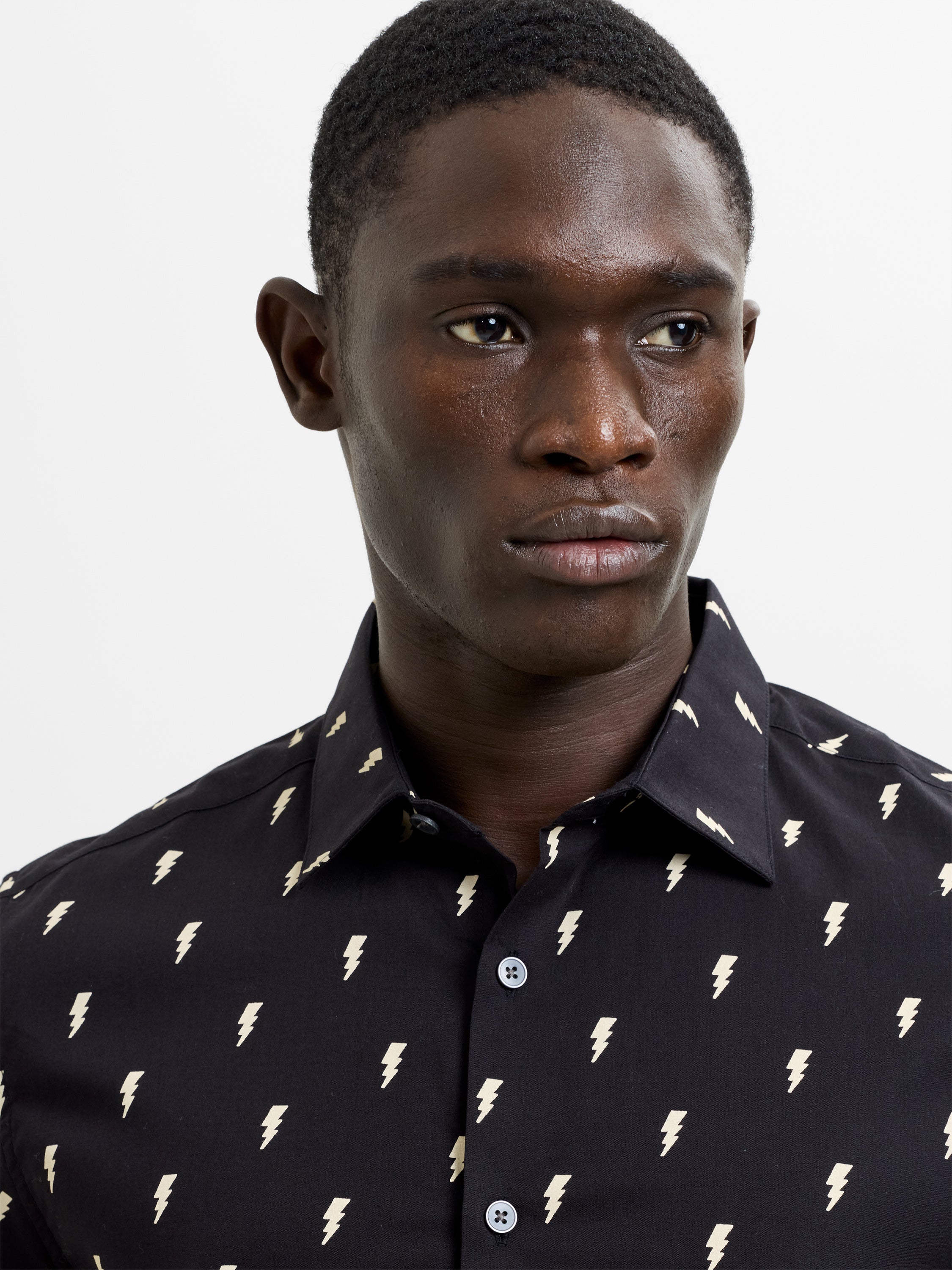 Short Sleeve Lightning Bolt Black and White Shirt