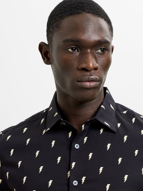 Short Sleeve Lightning Bolt Black and White Shirt