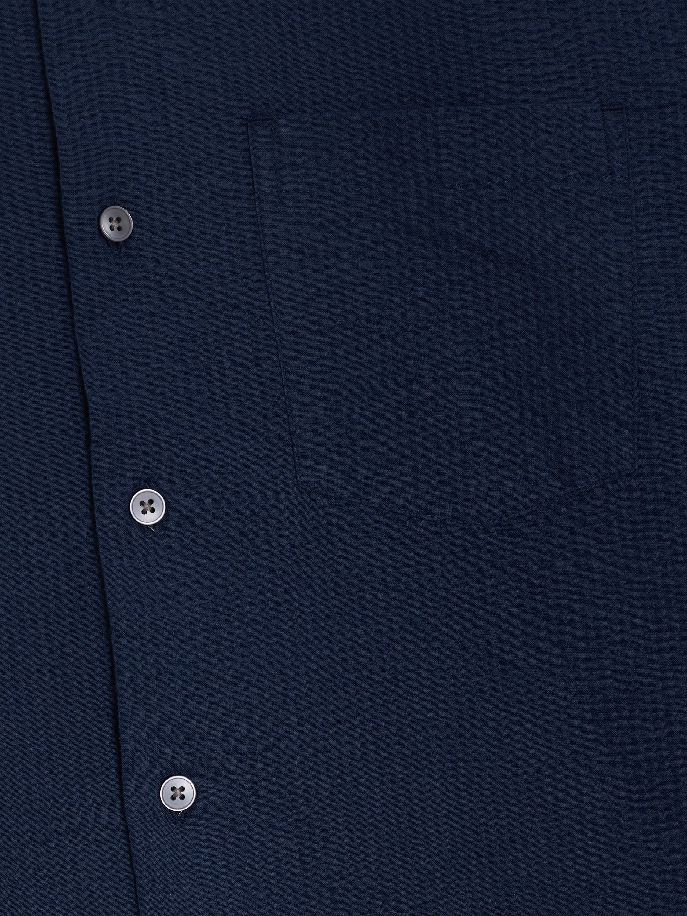 Short Sleeve Seersucker Dark Blue Shirt