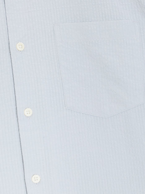 Short Sleeve Seersucker Light Blue Shirt