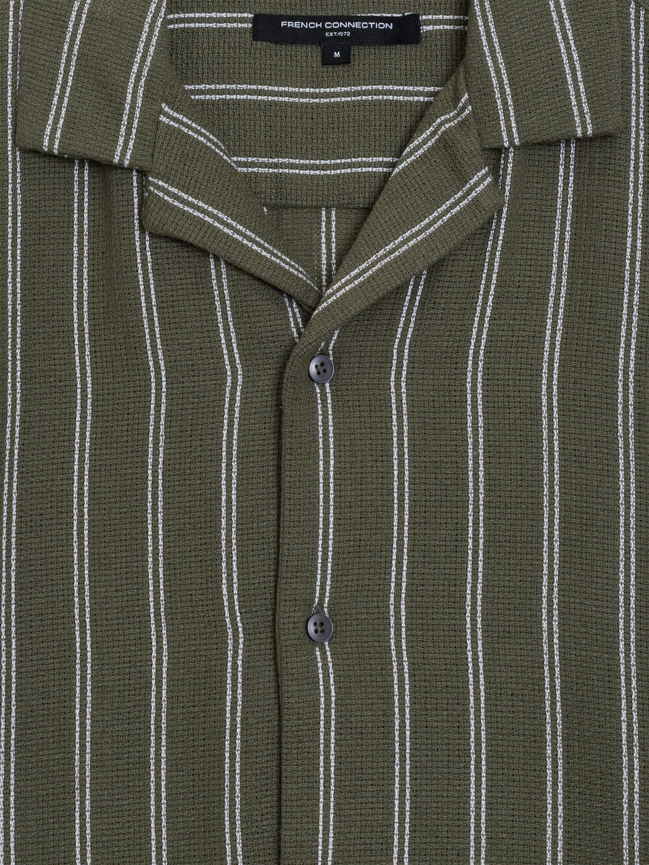 Short Sleeve Open Weave Green Striped Holiday Shirt
