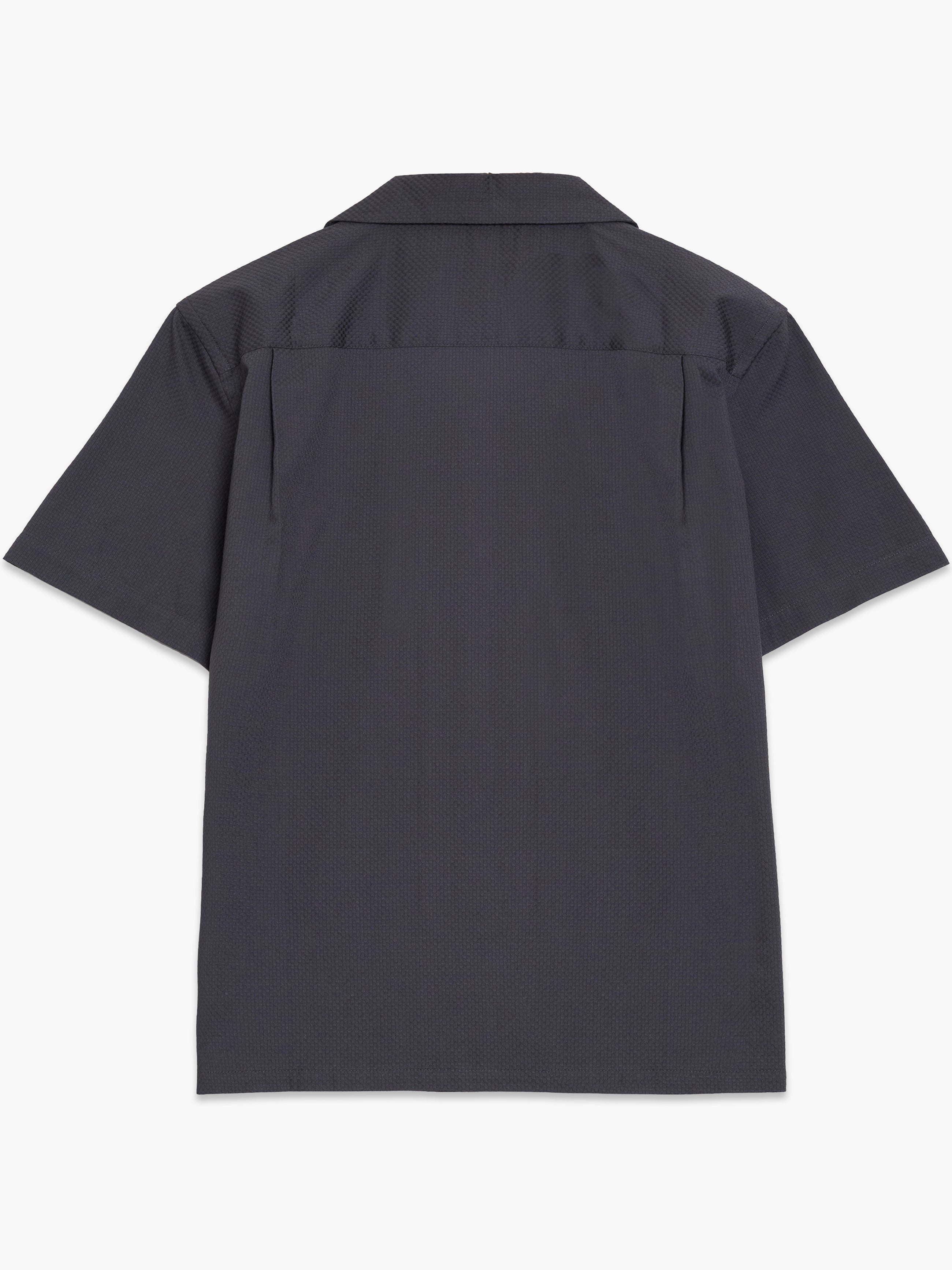 Short Sleeve Trapez Texture Dark Grey Holiday Shirt
