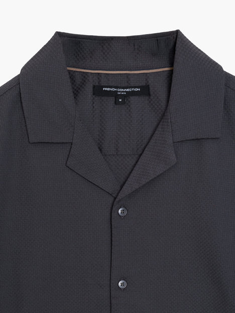 Short Sleeve Trapez Texture Dark Grey Holiday Shirt