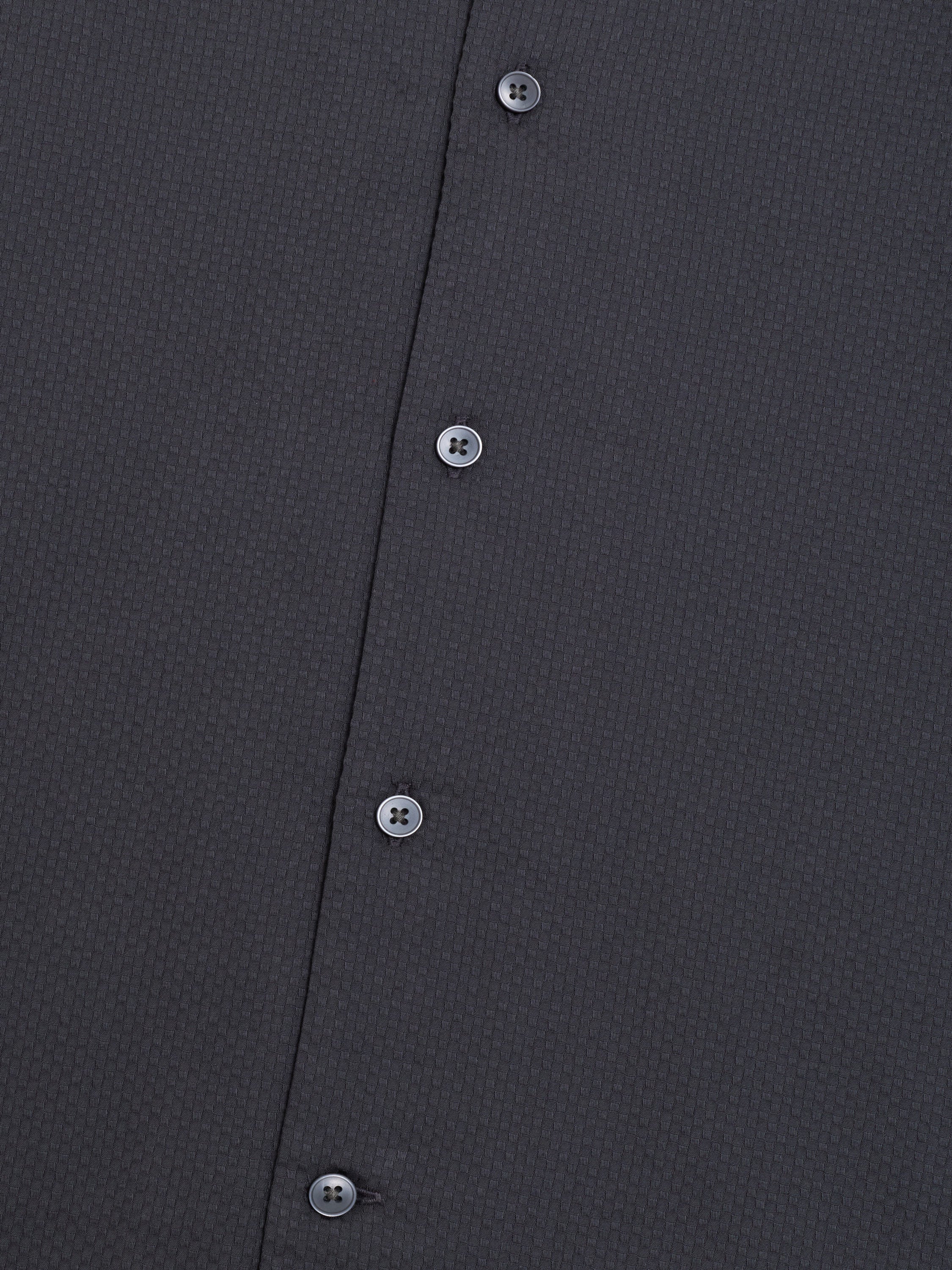 Short Sleeve Trapez Texture Dark Grey Holiday Shirt