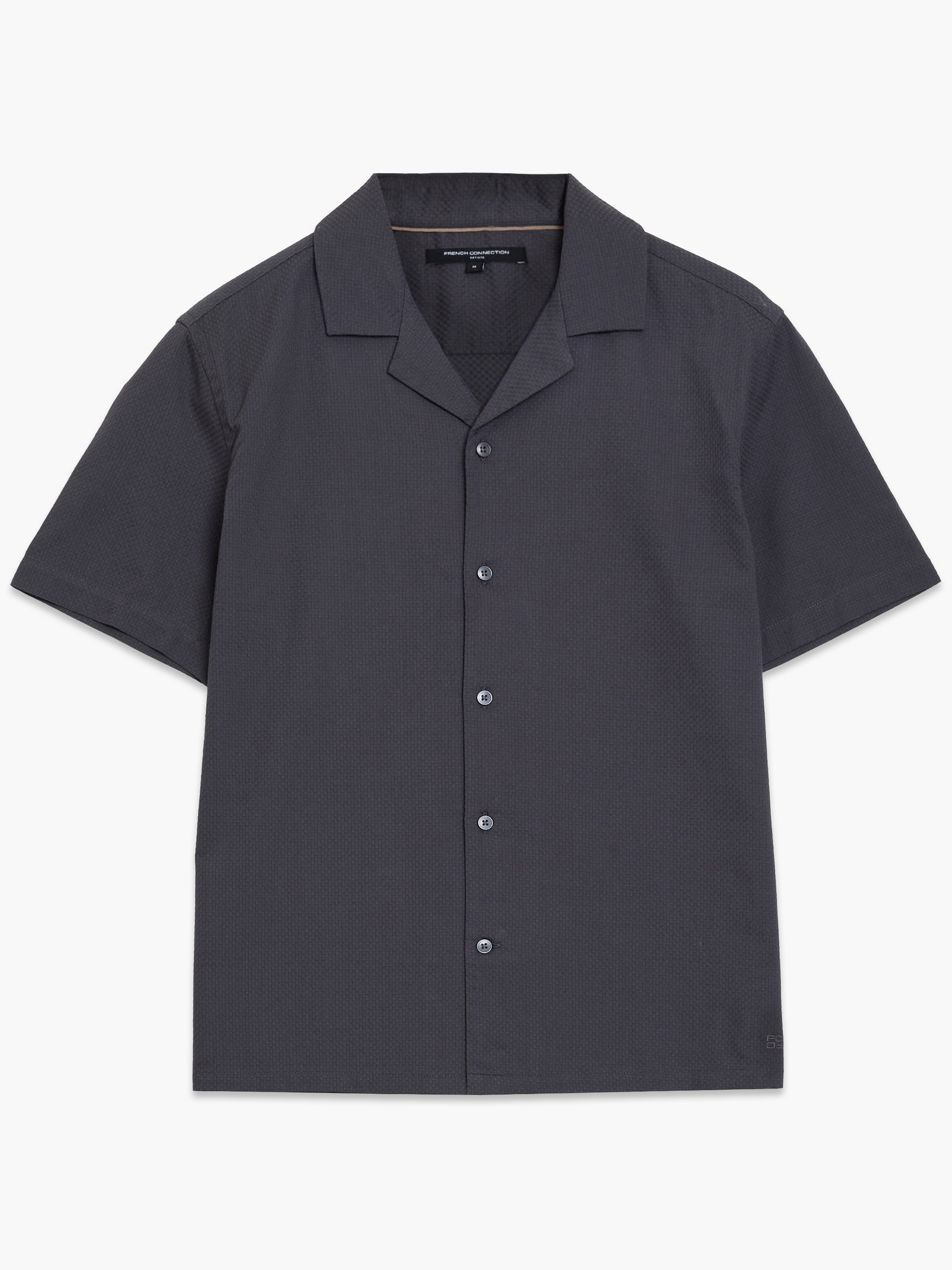 Short Sleeve Trapez Texture Dark Grey Holiday Shirt
