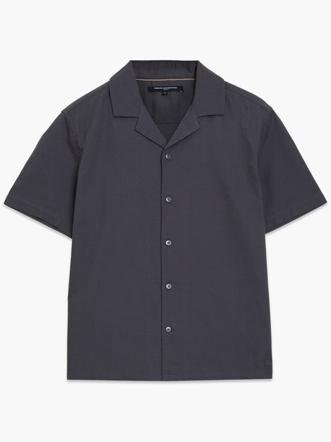 Short Sleeve Trapez Texture Dark Grey Holiday Shirt