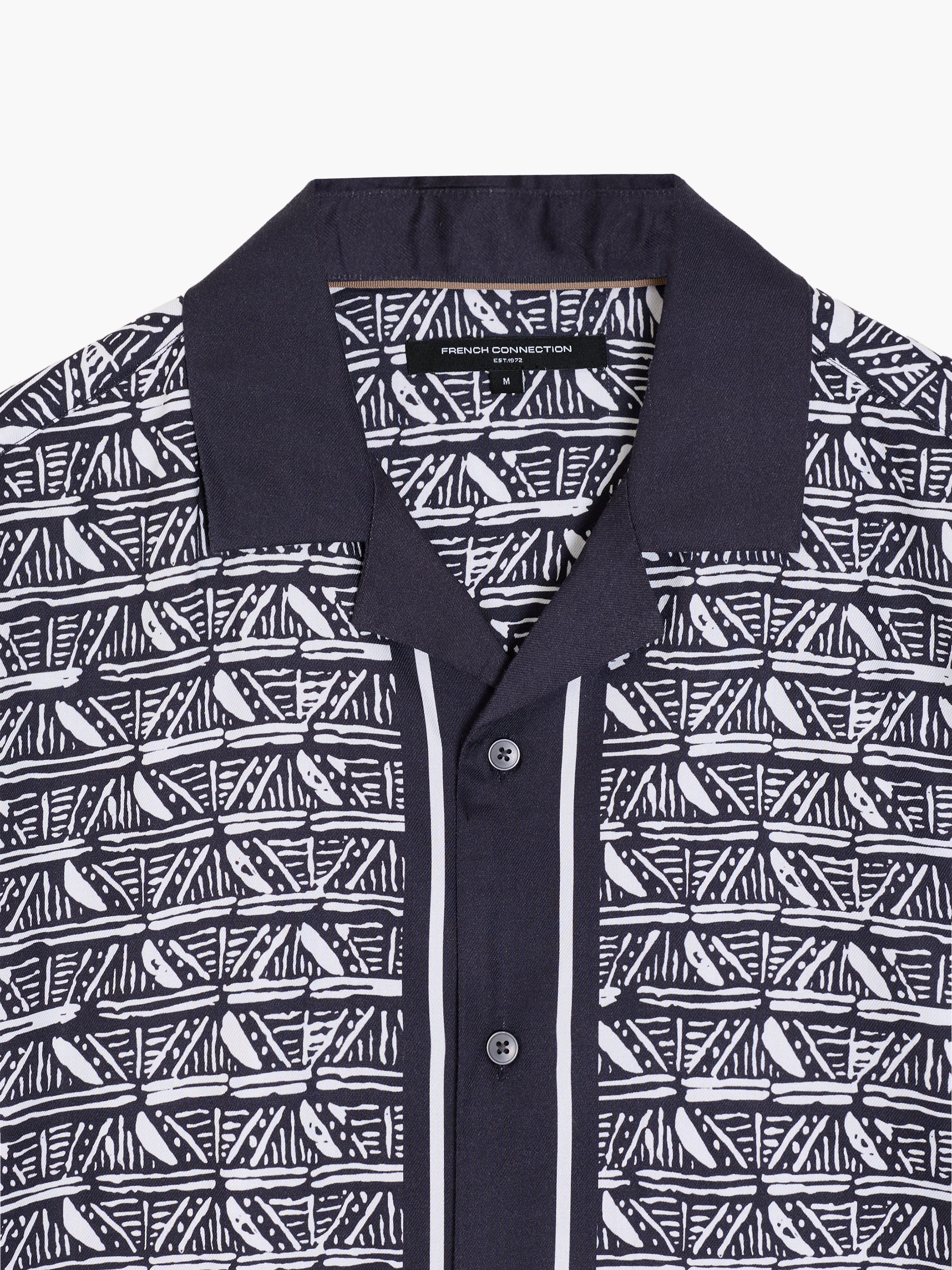 Short Sleeve Geometric Print Navy Holiday Shirt
