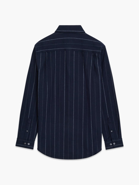 Long Sleeve Regular Fit Navy Blue Striped Shirt