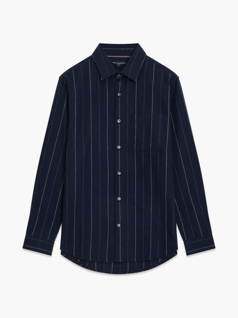 Long Sleeve Regular Fit Navy Blue Striped Shirt