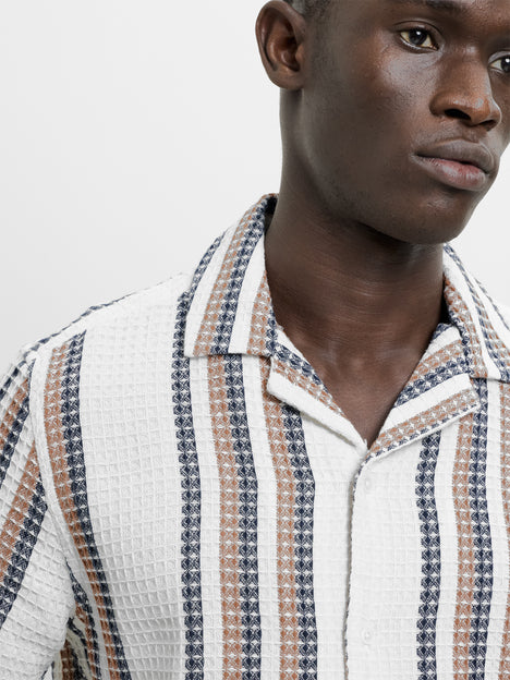 Short Sleeve Waffle Striped Shirt