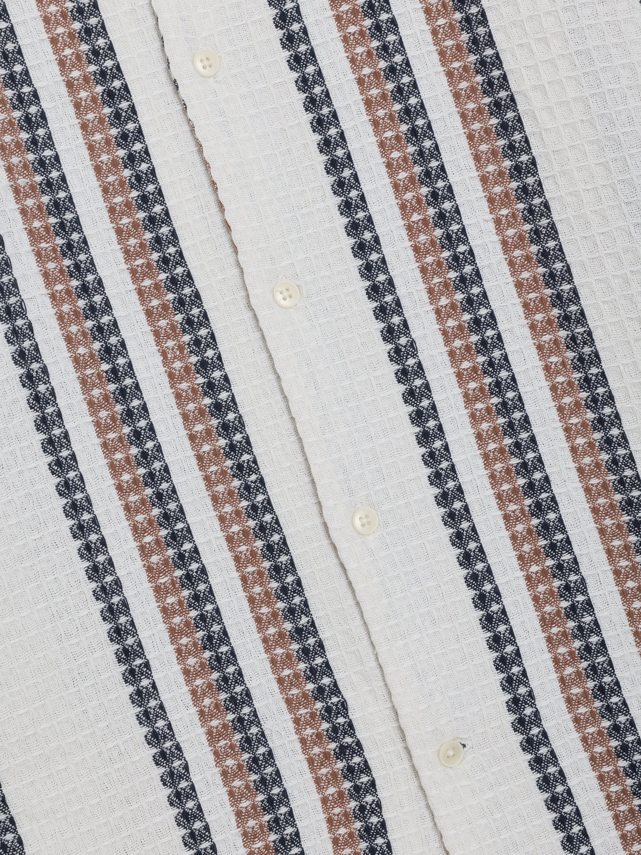 Short Sleeve Waffle Striped Shirt