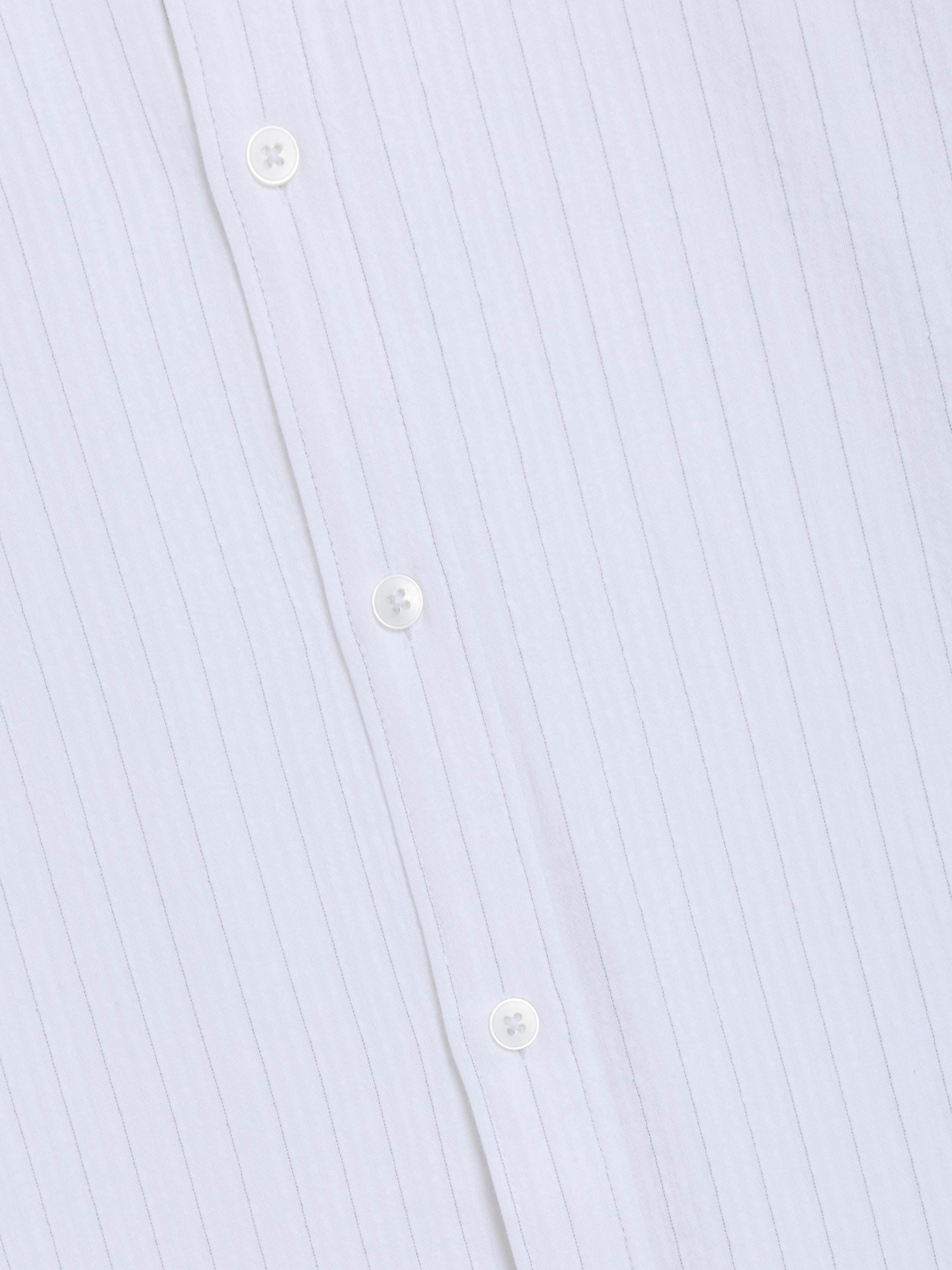 Long Sleeve Seersucker Pinstripe White Shirt
