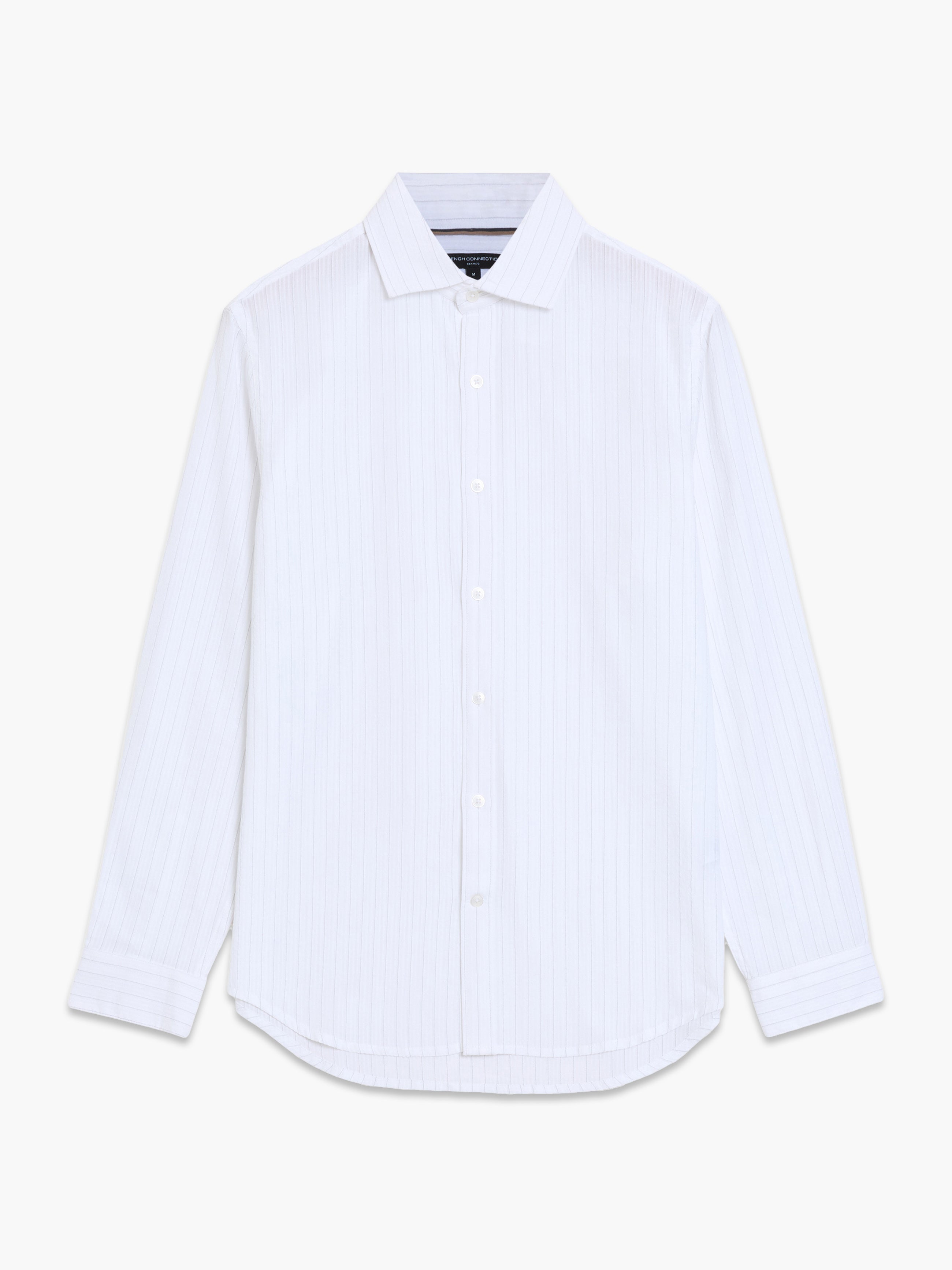 Long Sleeve Seersucker Pinstripe White Shirt
