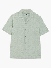 Short Sleeve Tropical Leaf Print Green Shirt