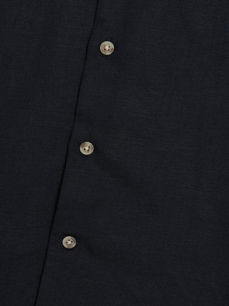 Short Sleeve Black Linen Blend Shirt