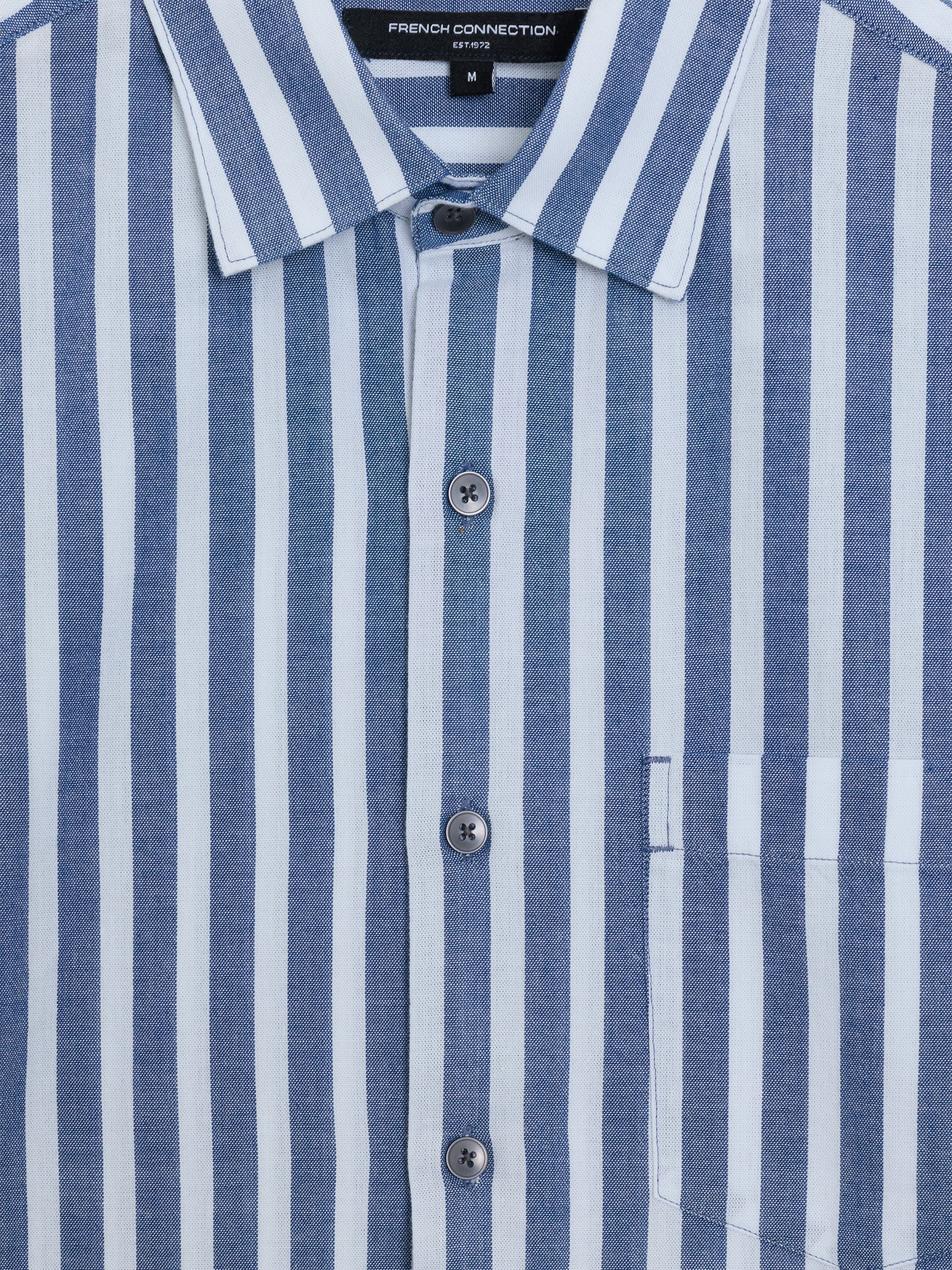 Short Sleeve Cotton Blue Striped Shirt