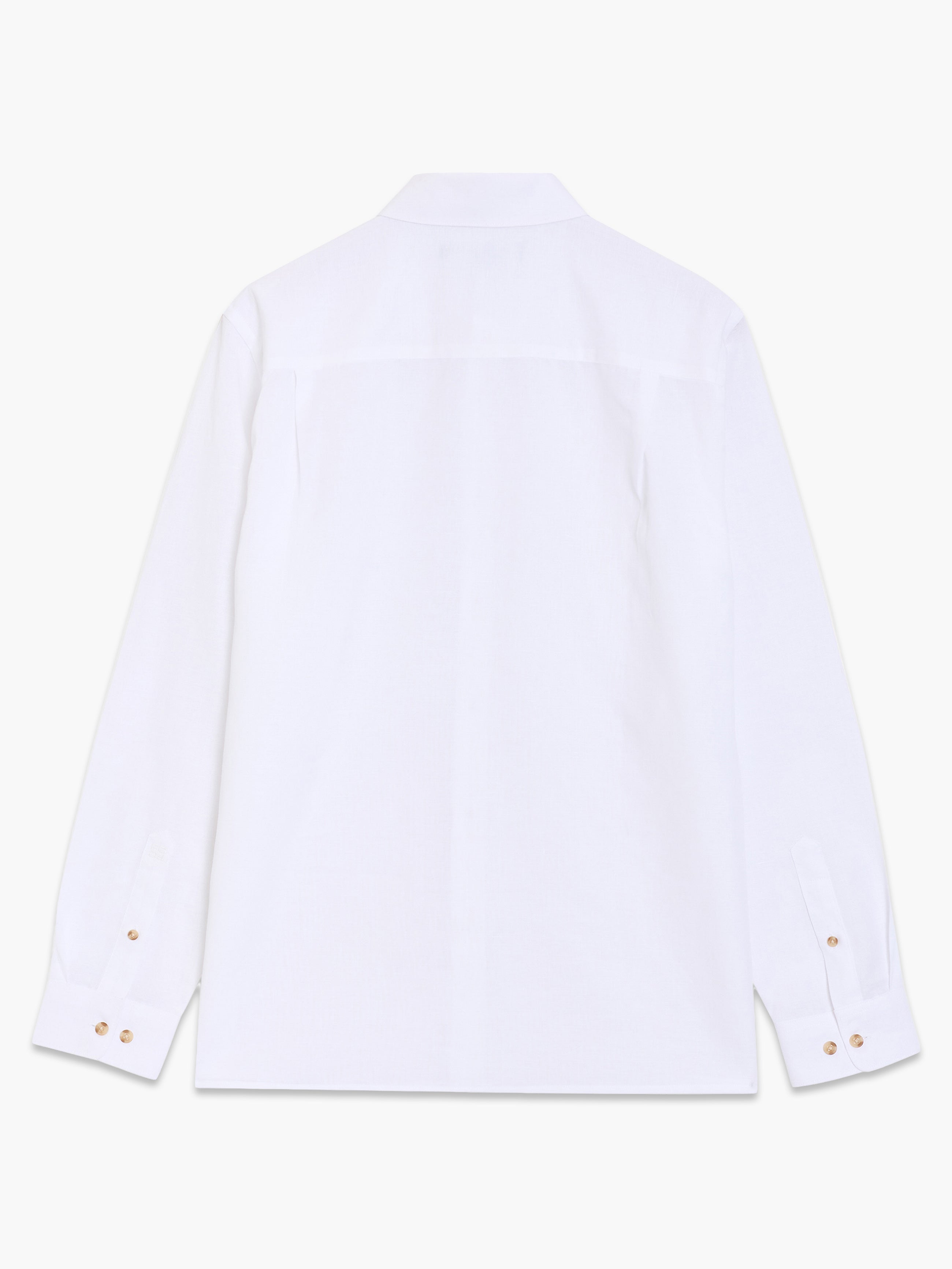 Long Sleeve White Linen Blend Shirt